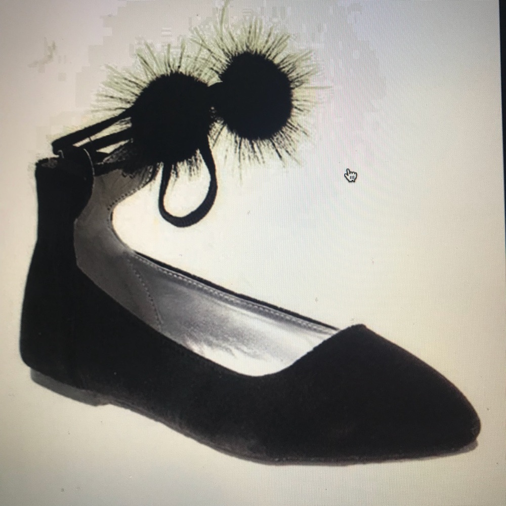 Nanette Lepore black velvet Pom-Pom ankle strap